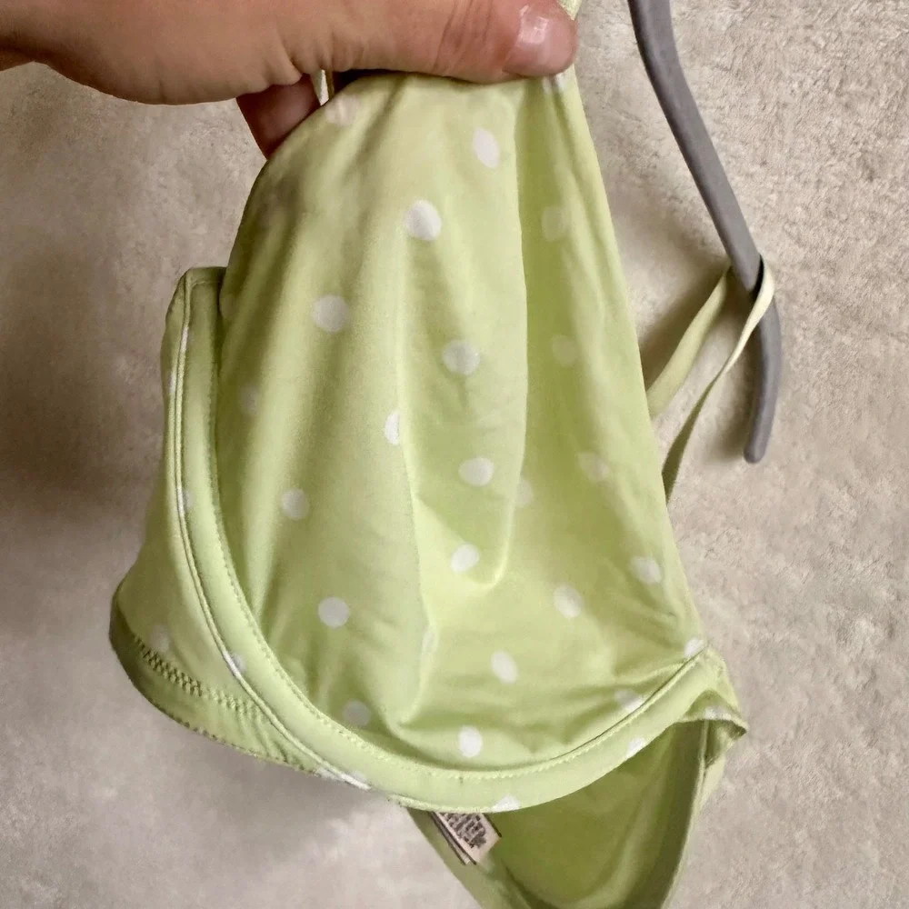 Victorias Secret Matcha Green Polka Dot Demi Bra Unlined Size 32DDD Coquette